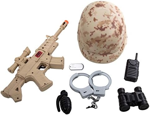 ibobby 7-Pc Army Play Set 7pcs Playset Net Bag, Beige, 18.5 Inches