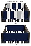 Sweet Jojo Designs Baby Crib Side Rail Guard Covers for Boys Modern Navy Blue and Gray Stripe Bedding Collection