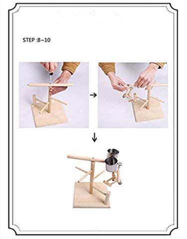 Hypeety Parrots Playstand Bird Playground Wood Perch Gym Stand Playpen Bird Ladders Exercise Playgym with Feeder Cups for Cockatoo Parakeet Cage Accessories Training Toy (Bird Playgym) - Thumbnail 5