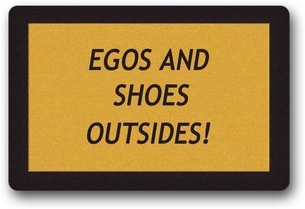 tianjianzulinyouxiangongsi Custom Evergreen Fashion Quotes Humor Egos and Shoes Outside Machine Washable Doormat Gate Pad Rug 23.6"(L) x 15.7"(W)