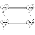 Niaspi 14G Surgical Steel Letter Nipple Rings for Women Girls Heart Piercing Barbell Cum Here Naughty Words Nipple Studs Nipplerings Body Piercing Jewelry