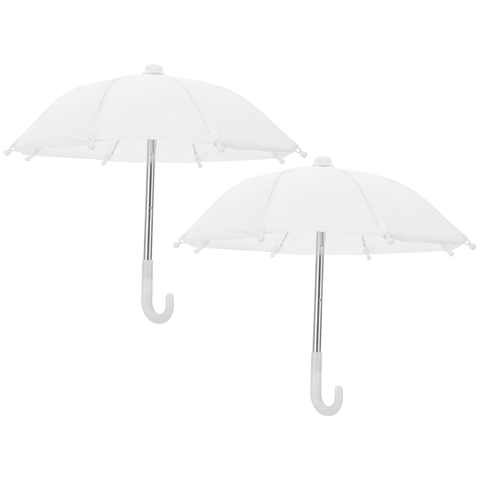 Photo 1 of Toyvian 18-Inch Doll Umbrella Adjustable Rainy Umbrella Mini White Umbrella, 2PCS Plant Umbrellas Decor, Dollhouse Pretend Play Toys