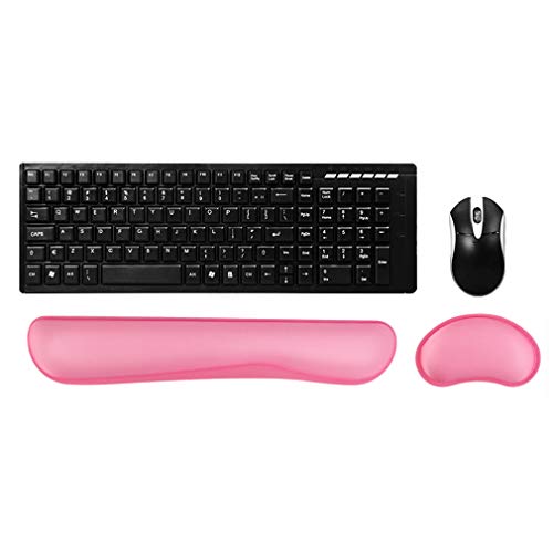 Poualss Memory Foam Set Keyboard and Mouse Wrist Pad Rest,Cushion Support for Office,Gaming,Computer,Laptop and Mac,Pain Relief& Easy Typing,Pink Wrist Rests (Pink, 5.51)