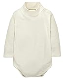 Sunnysame Baby Boys Girls Fall Cotton Long-sleeve Turtleneck Bodysuit Romper One-piece-WHITE24M
