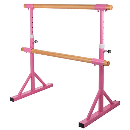 Popsport Ballet Barre Adjustable Portable Double Freestanding Ballet Bar 5FT Multiple Colors Ballet Barre Portable for Home Dance Room(5FT,Double Pink)