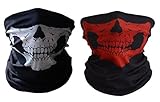 Meta-U 2Pcs/Pack Skull Print Multifunction Headwear Face Tube Masks with Wear Instruction