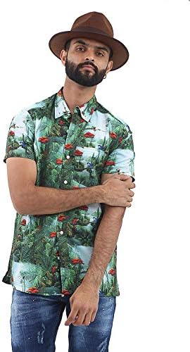 Brooklyn Mens Hawaiian Holiday Shirt Casual Smart Designer Navy White Short Sleeve Comfy Size M - XXL