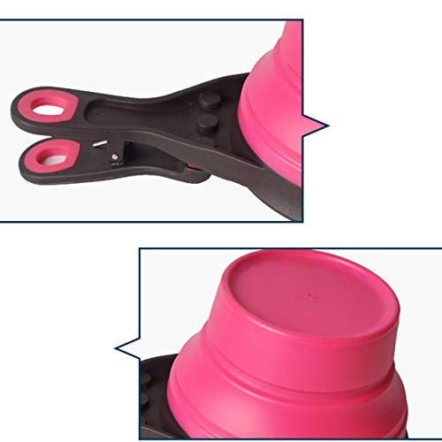 Acronde Collapsible Pet Scoop Silicone Measuring Cups Set Sealing Clip 3 in 1 Multi-Function Scoop Bowls Bag Clip for Dog Cat Food Water Set of 2 (1 Cup & 1/2 Cup Capacity)