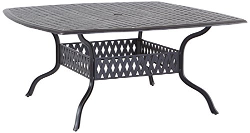 Darlee St. Cruz Cast Aluminum 10-Piece Dining Set with Seat Cushions, 64-Inch Square Dining Table and 30-Inch Lazy Susan, Antique Bronze Finish