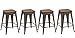 BTEXPERT® 24-inch Industrial Stacking Tabouret Metal Vintage Antique Copper Rustic Distressed Dining Counter Bar Stool Modern - Handmade Wood top seat(Set of 4 Barstool)