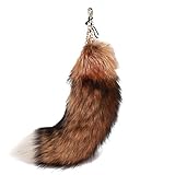URSFUR Authentic Sunny Fox Tail Fur Handbag Accessory Key Chain Ring Hook Tassel