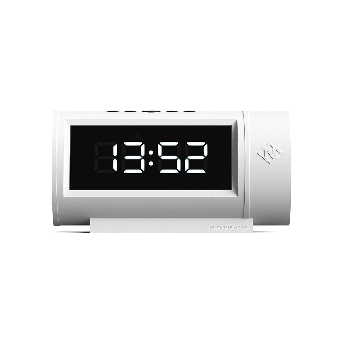 NEWGATE® Pil alarm clock | Retro digital LED clock | White | Ideal for bedside, desk or shelf | Retro bedroom & office accessory