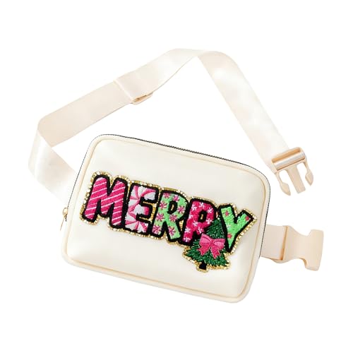Christmas Fanny Purse Crossbody Bag, Christmas Fanny Pack, Merry Purse Sling Crossbody Bags For Girls Women Teen
