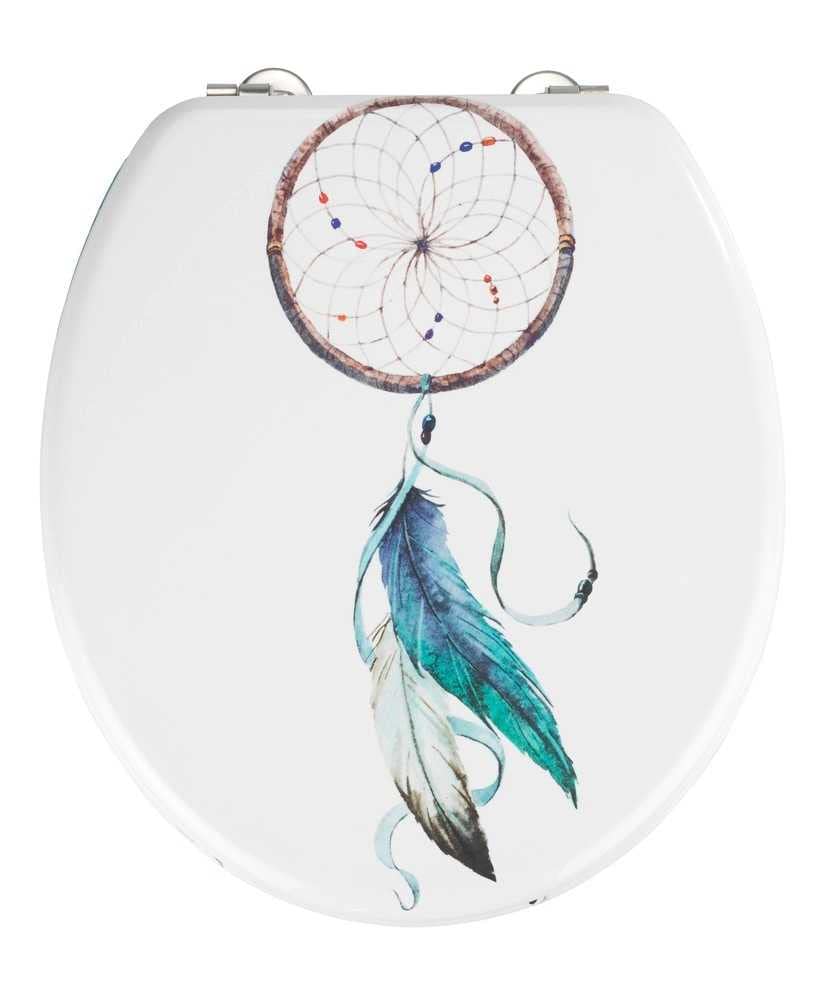 WENKO 22441100 Toilet seat Dreamcatcher, MDF, 37 x 41 cm, Multicoloured โ image 1