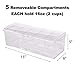 Adorn Home Ice Chilled Large Condiment Server | 5 Compartment on Ice Caddy | 5 Removable Dishes with over 2 Cup Capacity Each with Hinged Lid | Crystal Clear Plasic