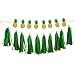 NICROLANDEE 8 Pcs Tropical Glitter Gold Pineapples Bunting Banner Tropical Fruit Garland & 10 Pcs Green Tassel Garland for Luau Wedding Birthday Summer Hawaii Party Decorations