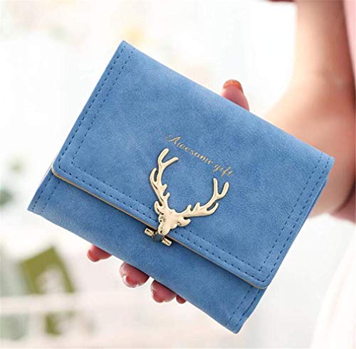 Clutch Bag Wallets Women Scrub Short Section Fashion Soft Large Capcity Simple Plaid Long Purse Muti -fold Clutch Blue Pink Beige Red Gray Black Dinner Purse (Color : Blue)