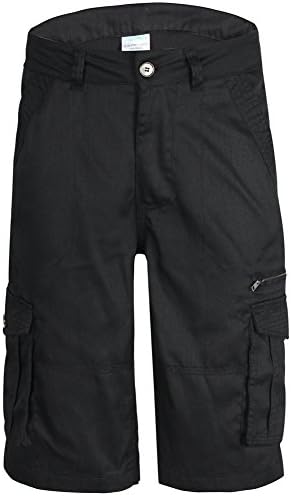 Greatrees Men's Cotton Regular Fit Multipocket Belted Pleat Front Cargo Shorts FBlack 32