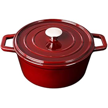 Enameled Cast Iron Dutch/French Oven, 4.5-Quart Round Dutch Oven with Self Basting Lid & Stainless Steel Knob, Electric Gas Stove Top Compatible Cookware, Claret (IR100-Claret, 4.5qt)