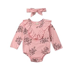 fgdahassa Newborn Baby Kid Girl Floral Long Romper Jumpsuit Bodysuits Clothes Outfits Set