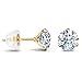 14K Gold Plated Earrings 1.5 Carat Brilliant Cut Simulated Diamond CZ Silver Stud Earrings For Women (Yellow)