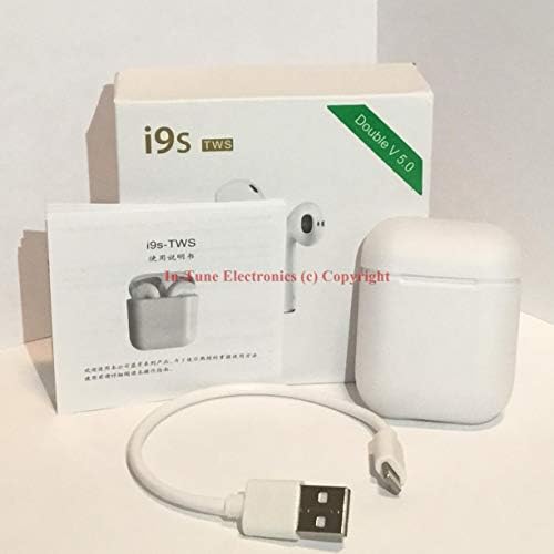 LHQ Wireless Binaural I9s Bluetooth Headset TWS with Charging Bin 5.0 Sports Mini Headphones Intelligent Noise Reduction, Widely Compatible, Sports Waterproof White