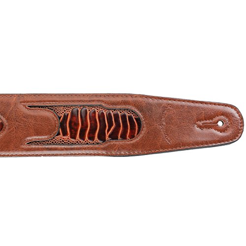 Walker & Williams GC-19 Mahogany Brown Padded Guitar Strap with Armadillo Inserts