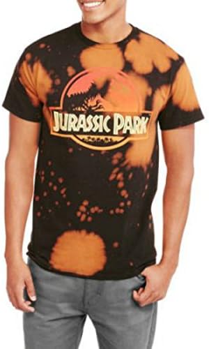 Jurassic Park Dinosaurs Men's Bleach Graphic Tee T-Shirt (Medium)