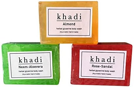 Khadi Body Wash, Almond, Neem Aloevera &amp; Rose Sandal, 375g (Pack of 3)