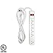 6-Outlet Grounded Surge Protector Power Strip, 450 Joule, 6-Foot Cable Cord Extension, Wall mountable, UL Listed, Ideal for Office or Home, White (2 Pack)