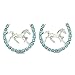 Lucky Charm Horseshoe Horse Mustang Pony Stud Post Earrings Rhinestones Fashion Jewelry (Aqua Blue)