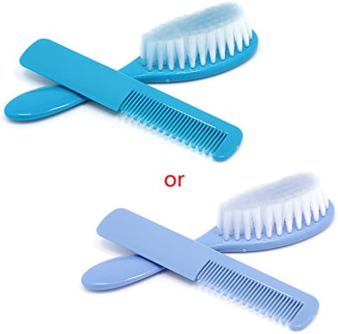 Suweqi 2Pcs Baby Safety Soft Hair Brush Set Infant Comb Grooming Shower Design Pack (Blue)