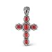 American West Sterling Silver Red Coral Gemstone Cross Pendant Enhancer