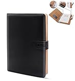 Notebook, Faux Leather Journal, A5 Journal Notebook With Magnetic Closure, Wirebound Notebook with Spiral, Pen Loop, Card Holder, College Ruled Paper, 200 Pages, 6.8 x 9.2 inches