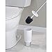 mDesign Modern Compact Freestanding Plastic Toilet Bowl Brush and Wastebasket Garbage Can Combo Set for Bathroom Storage - Sturdy, Heavy Duty, Deep Cleaning - Set of 2 - White/Chrome