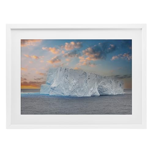 Stupell Industries Frozen Iceberg Sunset White Framed Print Under Glass design…
