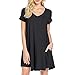 MUMUBREAL Women's Short Sleeve V Neck Pocket Loose Casual Tunic T-Shirt Dress