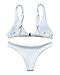 MOOSKINI Women's Strap Bathing Suit 2pcs Swimsuit Top Brazilian Bottom Padding Bikini Set (M, White)