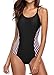 beautyin Women's Color Block Athletic One Piece Swimsuits Lap Bathing Suit