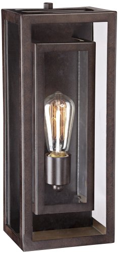 Double Box 15 1/2" High Clear Glass and Bronze Wall Light