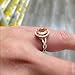 Halo Infinity Shank Ring Oval Simulated Morganite Round CZ Rose Tone Plated 925 Sterling Silver, Size-8