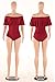 Ladies Stylish High Waist Leotards Gypsy Ruffle Off Shoulder Tank Top Thong S Red
