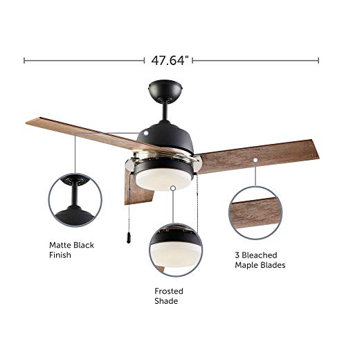 NOMA Ceiling Fan with Light Bleach Maple Blades and Frosted Glass