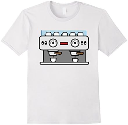 Mens Barista Double Espresso Machine Coffee T-Shirt Large White