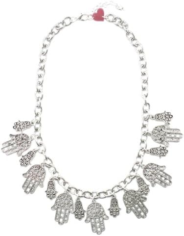 Sour Cherry Chunky Hamsa Necklace (Silver)