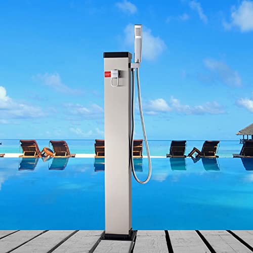 AMGYM Solar Outdoor Shower Brushed Stainless Steel Outdoor Solar Shower