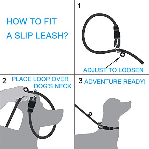Haapaw Slip Lead Dog Leash with Comfortable Padded Handle Reflective, Mountain Climbing Rope Dog Training Leashes for Large Medium Small Dogs(2 Packs, 6 FT) (Slip Leash, Black/Blue) - Thumbnail 3