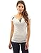 PattyBoutik Women's Cap Sleeve Strip Trim Henley Blouse
