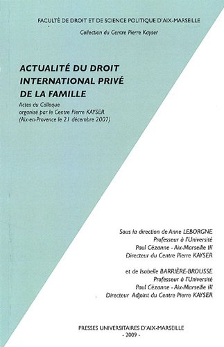 Actualité du droit international privé de la famille