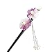 FINGER LOVE Glittered Gradient Flowers Acrylic Hair Stick with Pearl Tassels (Purple)